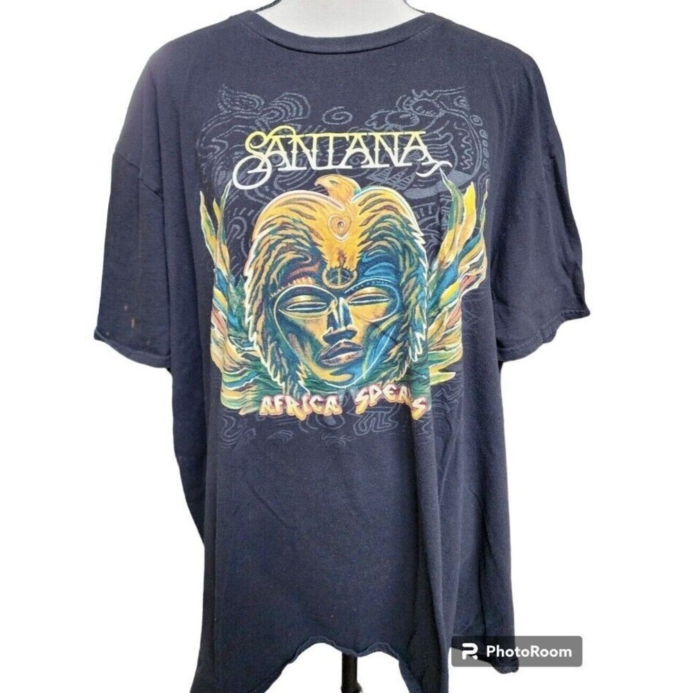 Santana AFRICA SPEAKS 2019 Black Band T-shirt Size 2X Rock Music